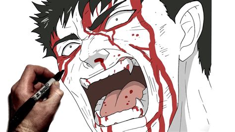 How To Draw Guts Screams Griffith Step By Step Berserk Youtube