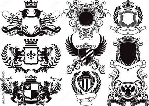 Coat Of Arms Shields And Heraldic Vector Elements Stock Vector Adobe Stock