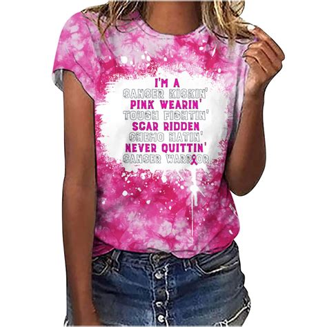 Dodadawanj Plus Size Breast Cancer Warrior Tshirts For Women