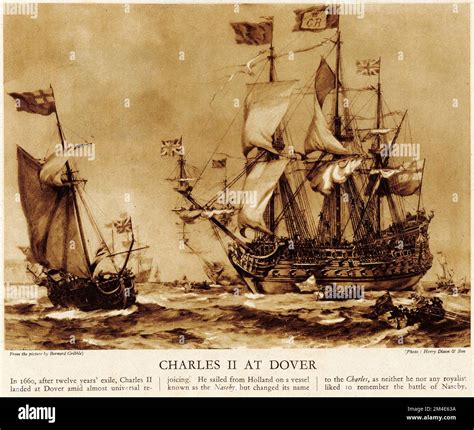 Halftone Of Charles Ii At Dover In A Ship He Renamed Charles From An