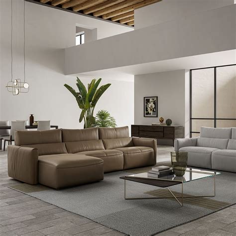 Galaxy Sectional Sofa With Chaise Longue Dove Leather Natuzzi