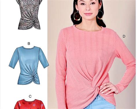 Sewing Pattern Womens Easy Tops Pattern Misses Pullover Tops Pattern Stretch Knit Tops