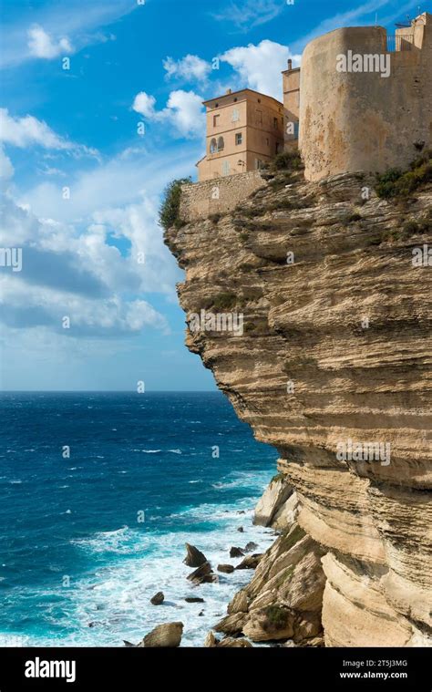 Ancient Building In The City Of Bonifacio At The Edge Of The Cliff