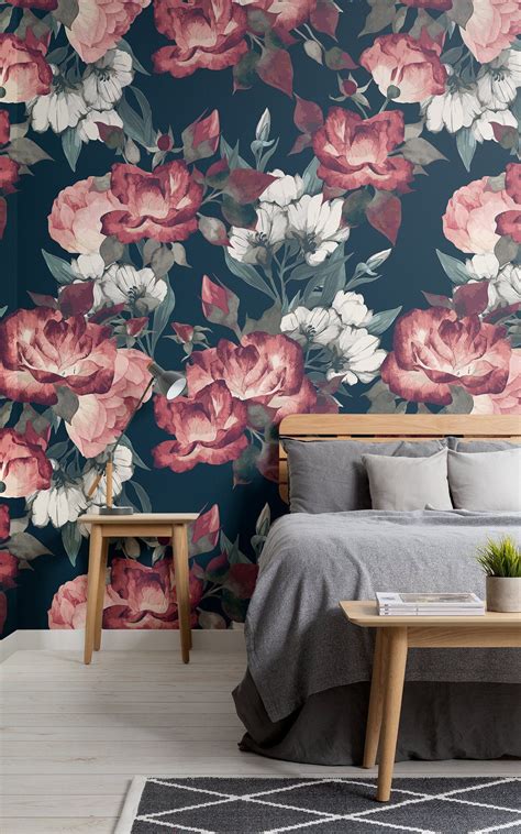 8 Dark Floral Wallpapers To Create A Striking Space Hovia Uk Large Floral Wallpaper Floral