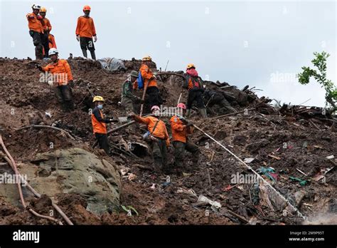 Rescuers Search For Victims In An Area Hit By An Earthquake Triggered