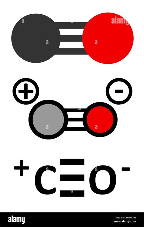El monóxido de carbono CO molécula de gas tóxico El envenenamiento