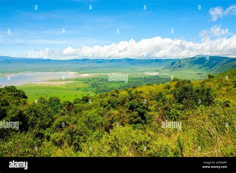 Panoramic View Of Crater And Rim Of Ngorongoro Conservation Area