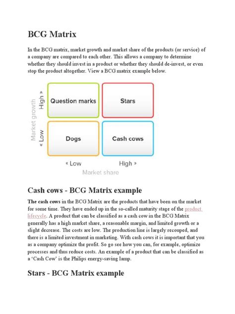 Cash Cows Bcg Matrix Example Download Free Pdf Economies