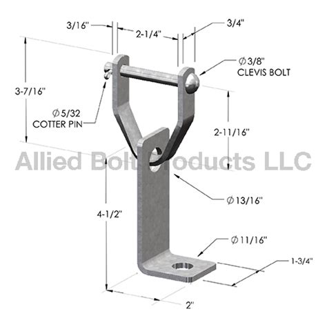 2-1/4" INSULATED SWINGING CLEVIS WITH MOUNTING BRACKET | Allied Bolt ...