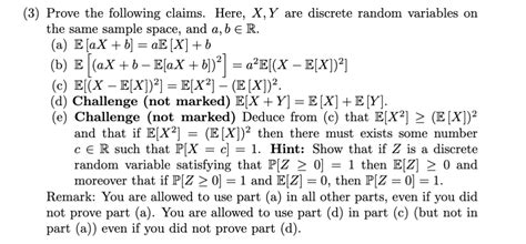 Solved 3 Prove The Following Claims Here X Y Are Discrete