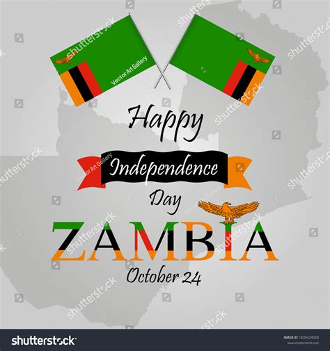 Happy Independence Day Zambia Celebration Design Stock Vector (Royalty