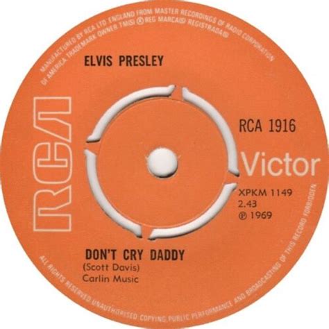 Elvis 45 Original 1969 Uk Issue Dont Cry Daddy Rubberneckin