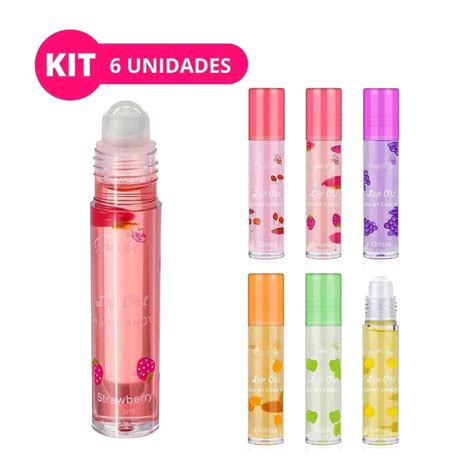 Kit 6 Gloss Brilho Labial Frutinhas Roll On Retrô Sabores Shopee Brasil