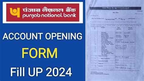 Punjab National Bank Account Opening Form Fill Up 2025 Pnb Account