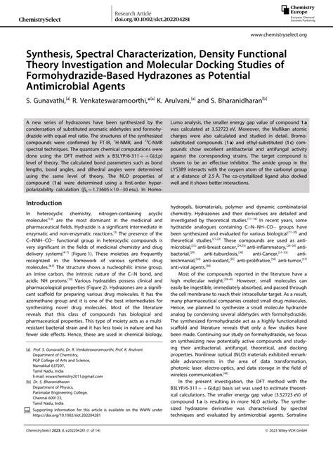 Pdf Synthesis Spectral Characterization Density Functional Theory Investigation And