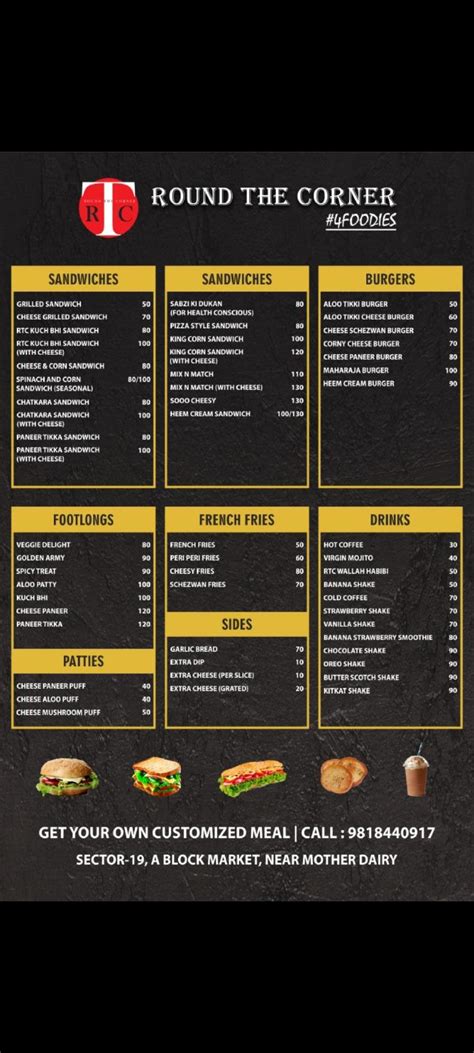 Menu At Round The Corner Noida