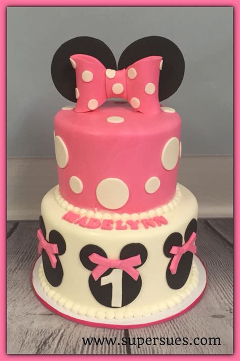 Minnie Mouse Inspired Two Tier Cake Tiered Cakes Cake Two Tier Cake