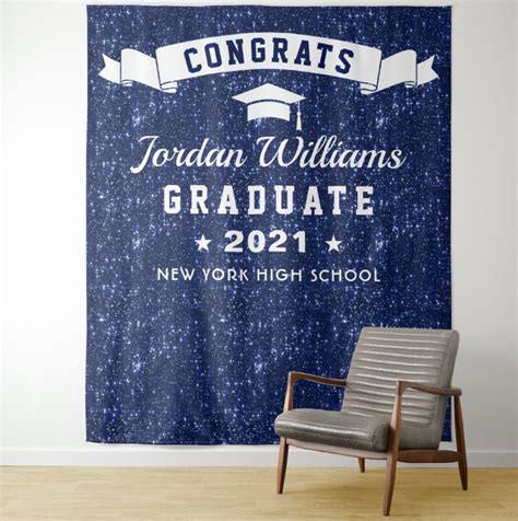 Modern Navy Blue Graduation Photo Booth Backdrop In 2021