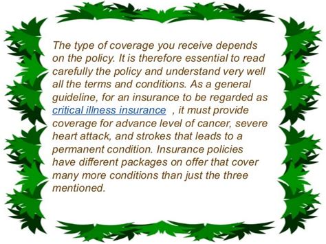 Critical illness insurance coverage