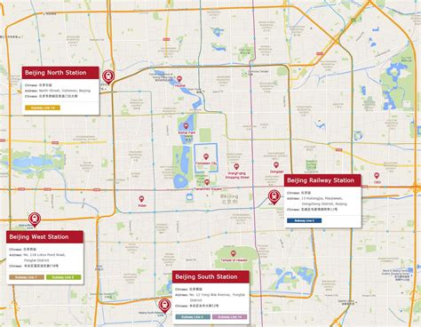 Beijing railway station map - Beijing train station map (China)