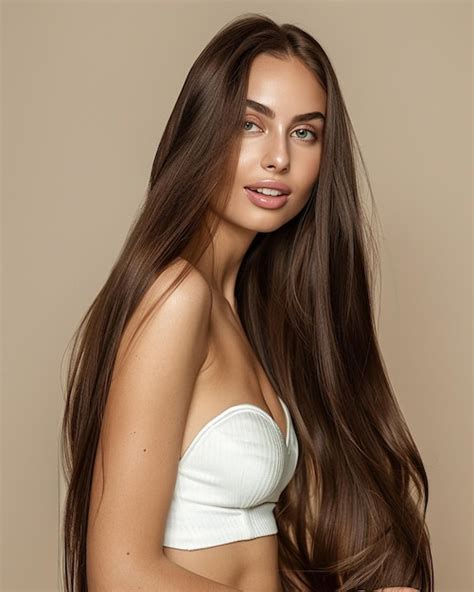 A Beautiful Women With Strong Healthy Long Shiny Hair Premium AI