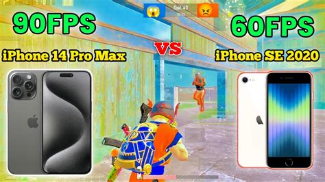 Iphone 14 Pro Max Vs Iphone Se 2020 Bgmi Test 90fps Vs 60fps 1v1