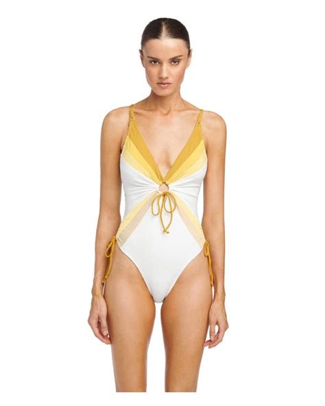 Robin Piccone Synthetic Charlie Keyhole One Piece In White Lyst