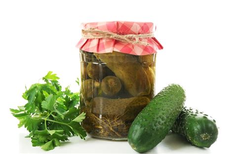 Premium Photo Jar Of Canned Cucumbers Isolated On White