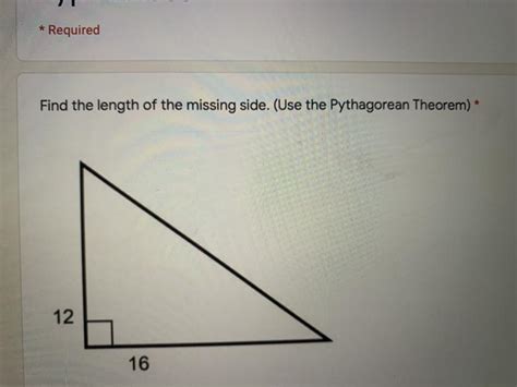 Find The Length Of The Missing Side Use The Pythagorean Theorem