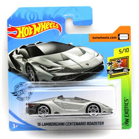 Hot Wheels 16 Lamborghini Centenario Roadster Conversível Prata Novo