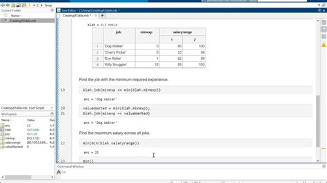 Using Tables In Matlab Youtube