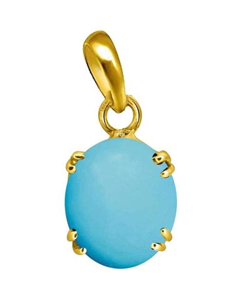 Buy Ptm K Gold Plated Panchdhatu Ratti Turquoise Pendant Men