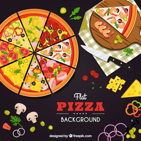 Free Vector Flat Design Variety Of Pizza Background