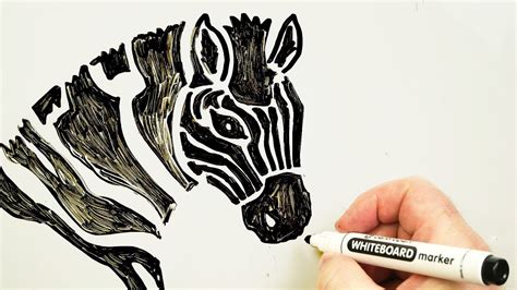 How To Draw A Zebra Head 🦓 Drawing Animals On A Whiteboard Youtube