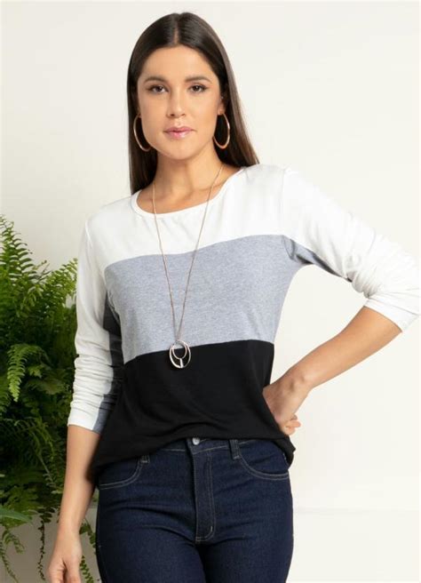 Blusa Tricolor Mescla Recortes Quintess