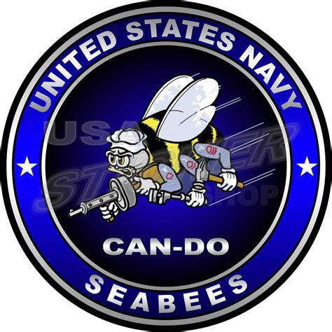 Us Navy Seabees Can Do Sticker Round Item N 238 Usa Military