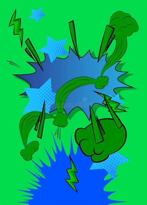 Cartoon Green And Blue Comic Book Background Retro Vector Comics Pop