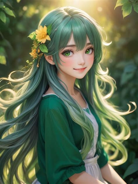 Anime Gril With Green Hair Anime Goddess Korean Girl Asian Girl Asian Girl Korean Girl