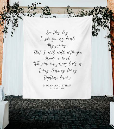 Wedding Vow Backdrop Calligraphy Wedding Decorations Rustic Wedding