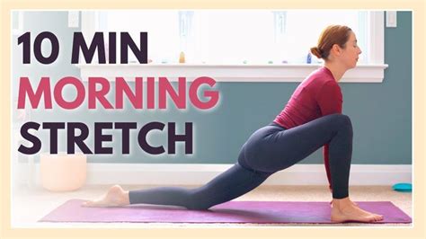 A Woman Is Doing Yoga With The Words Min Morning Stretch