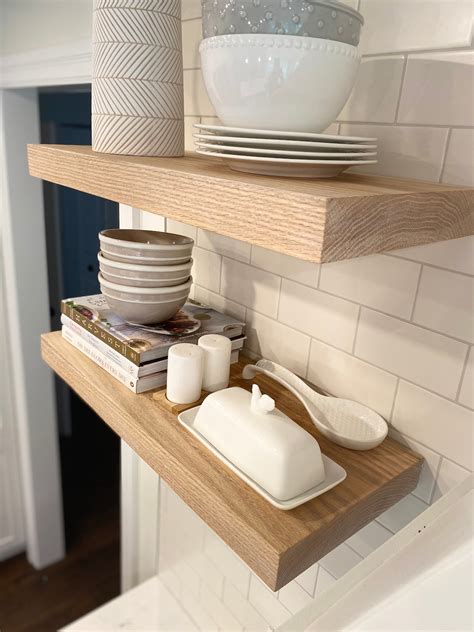 Handcrafted Solid White Oak Floating Shelves With Steel Wall Etsy