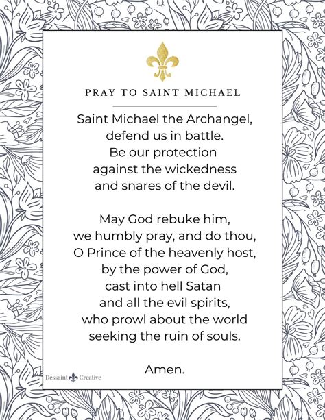 Prayer to Saint Michael 8.5x11 Flower Edges Digital Download - Etsy