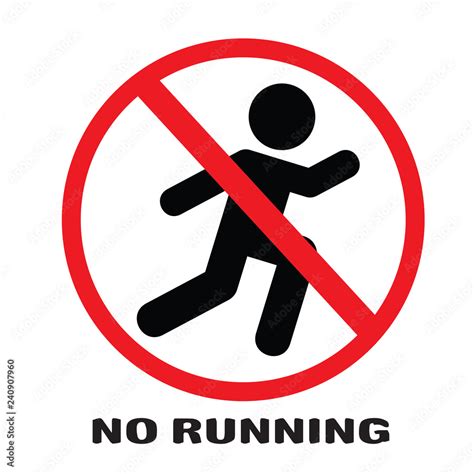 Signage No Running Sign Stock Vector Adobe Stock