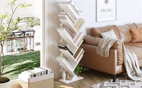 Yusong Tree Bookshelf Floor Standing Bookcase With Steel Pipe For