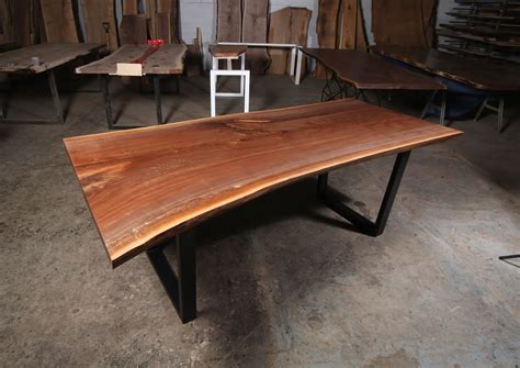 Live Edge Walnut Single Slab Dining Table With U Shaped Legs