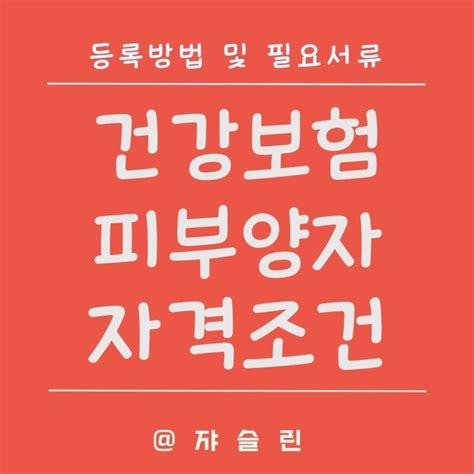 건강보험 피부양자 자격조건 및 상실자격방법 및 조회 재산 소득관련 필요서류는 네이버 블로그