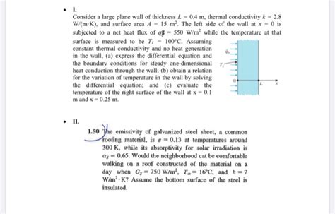 Solved 1 Consider A Large Plane Wall Of Thickness L 04