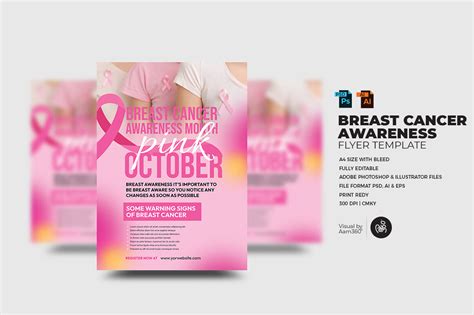 Breast Cancer Awareness Flyer Template Graphic By Aam360 · Creative Fabrica