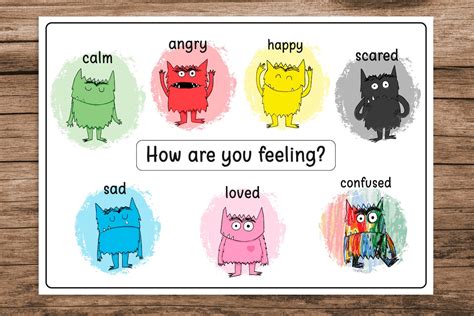 Printable Colour Monster Emotions Feelings Colours Etsy Australia