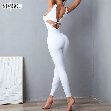 Soisou Nylon Jumpsuit Women Clothing Sportswear Woman Gym Yoga Sport